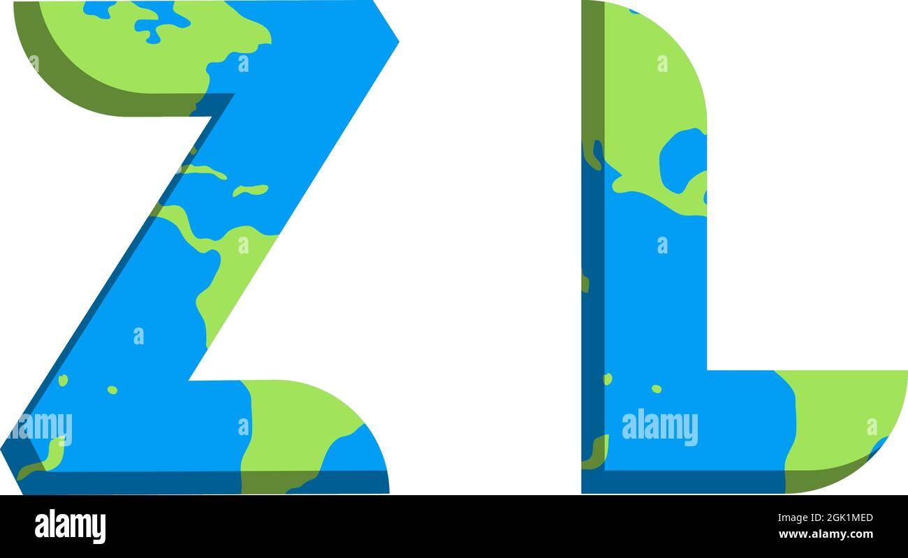 Design iniziale del logo ZL con stile Mappa del mondo, branding aziendale con logo. Illustrazione Vettoriale
