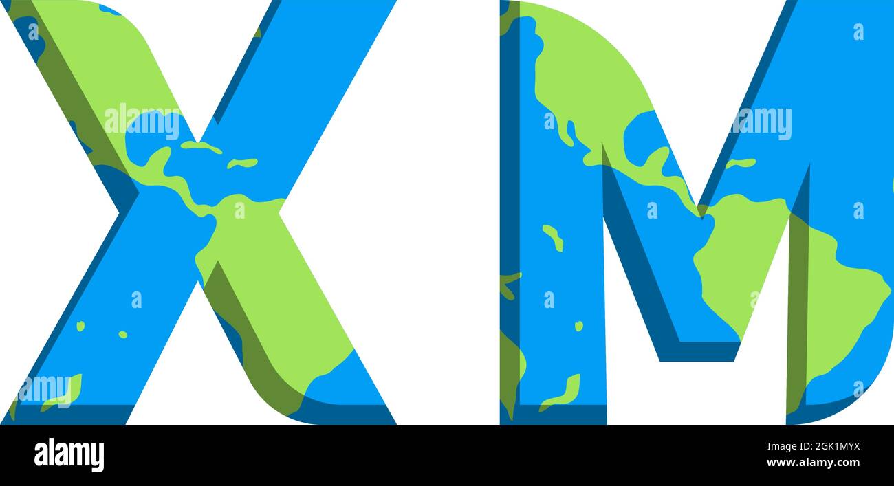 Design iniziale del logo XM con stile World Map, branding aziendale con logo. Illustrazione Vettoriale