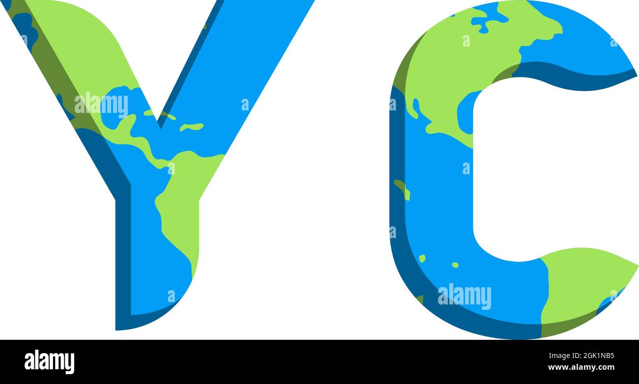 Design iniziale del logo YC con stile Mappa del mondo, branding aziendale con logo. Illustrazione Vettoriale