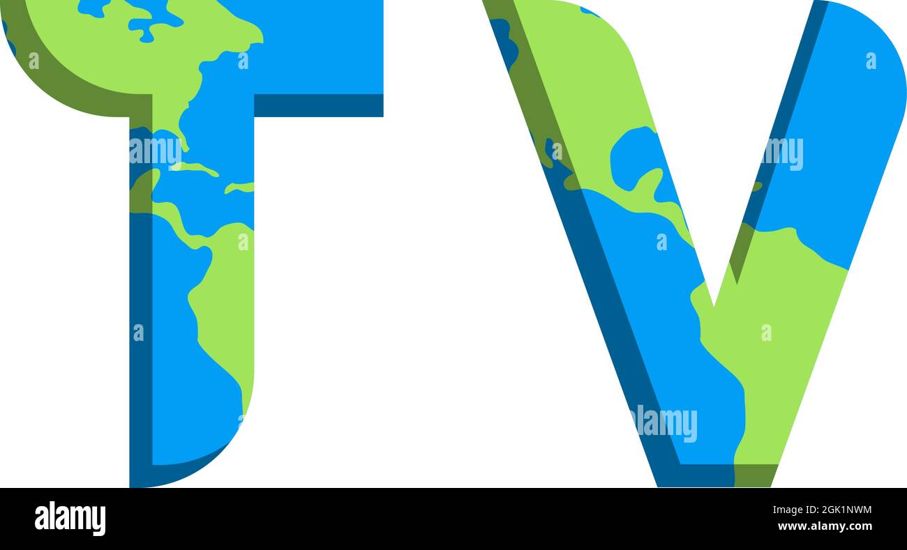 Design iniziale del logo TV con stile World Map, branding aziendale con logo. Illustrazione Vettoriale