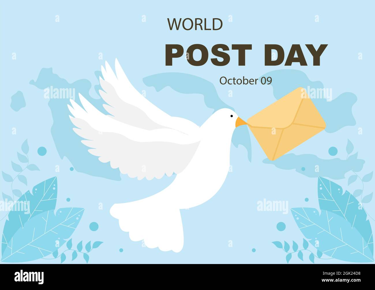 World Post Day sfondo che viene celebrato il 9 ottobre con Mail Box, Mappa, Bird o lettera di saluto, Poster, Profilo foto. Illustrazione vettoriale Illustrazione Vettoriale