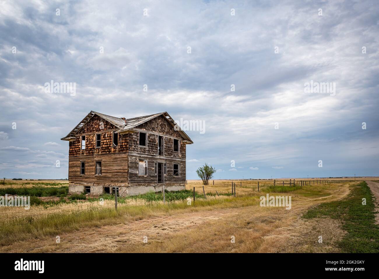 Un ospedale abbandonato nella città fantasma di Robsart, Saskatchewan Foto Stock