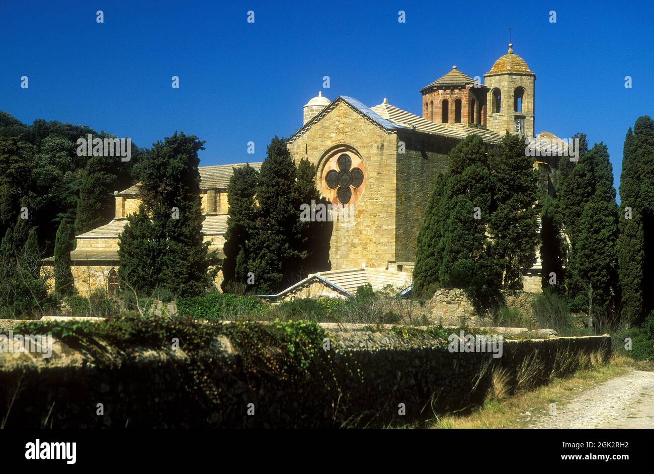 FRANCIA. AUDE (11) L'ABBAZIA DI FONFROIDE, IN STILE GOTICO, DOVE IL LEGATO PAPALE SONO STATI UCCISI DAI CATARI. L'ABBAZIALE VISTO DAL SUD. Foto Stock