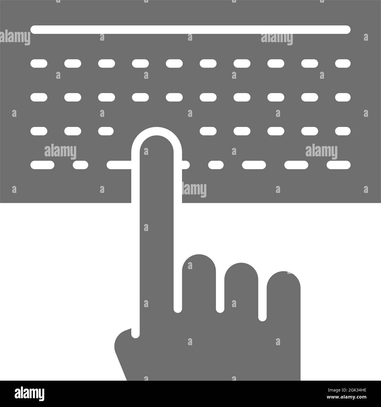 Uomo che digita il testo sulla tastiera icona grigia. Illustrazione Vettoriale