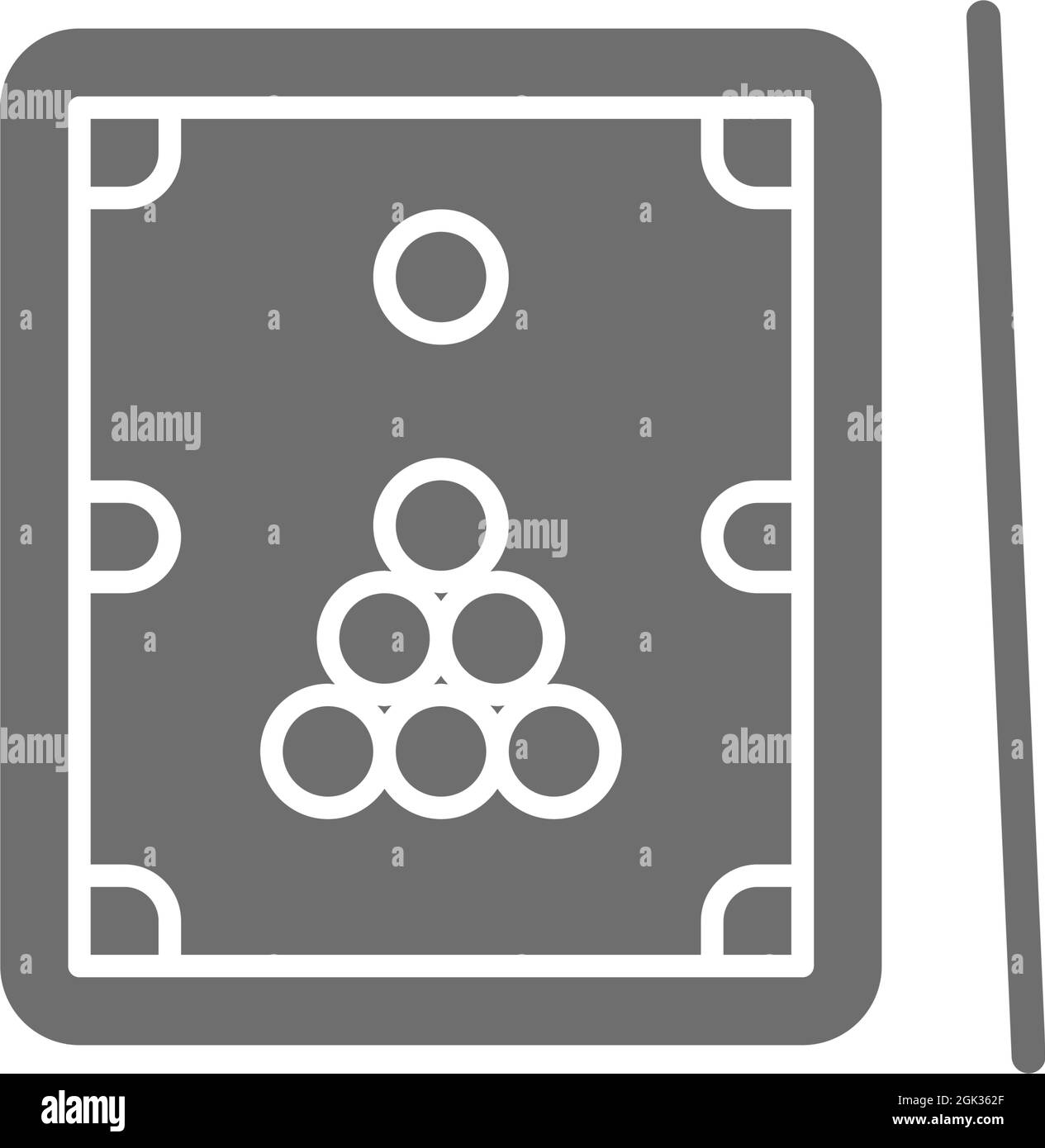 Biliardo, tavolo con cue e palline icona grigia. Illustrazione Vettoriale