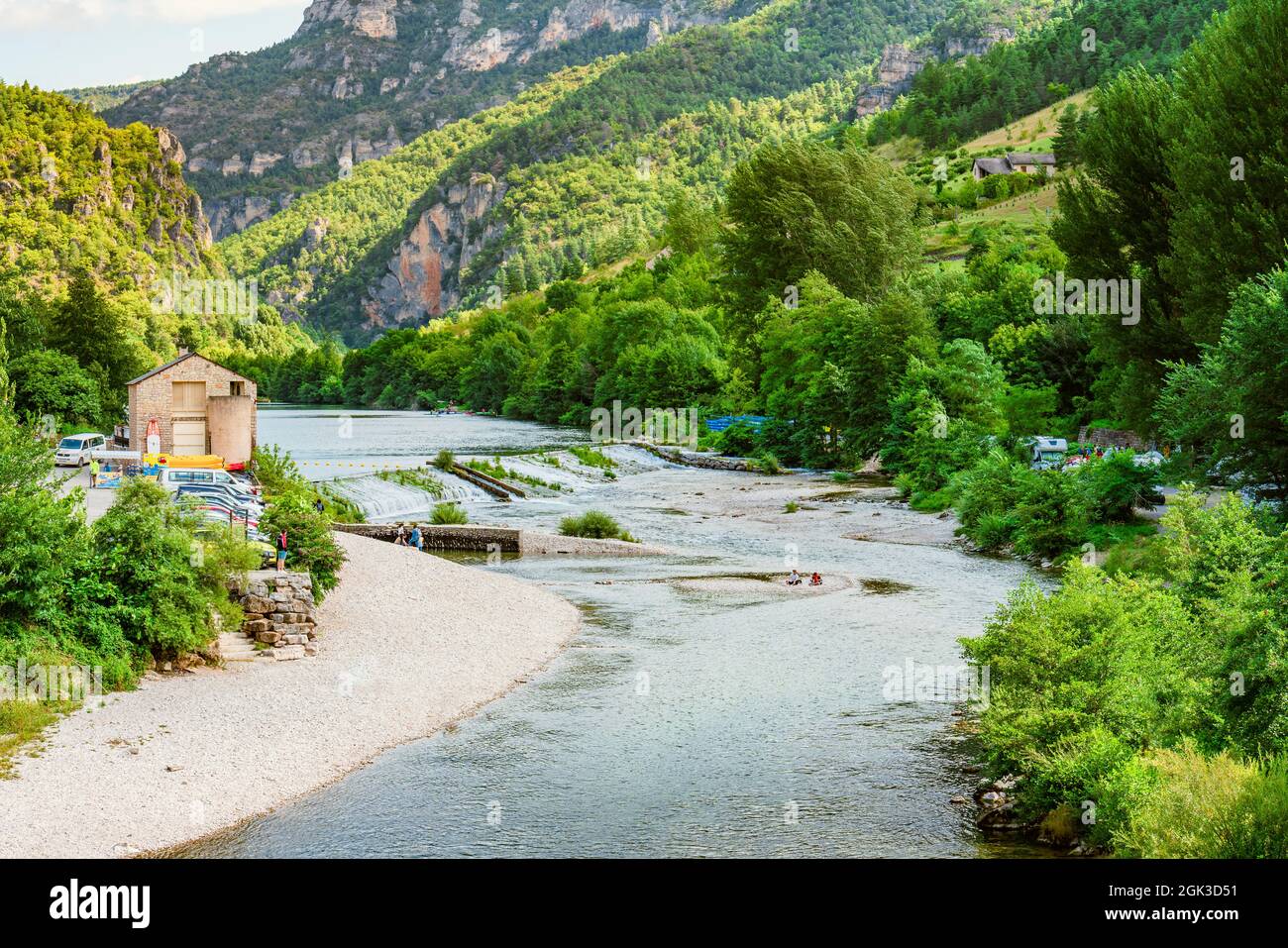 Gole del fiume Tarn nel Parc National des Cévennes, Francia. Reverve della biosfera dell'UNESCO Foto Stock
