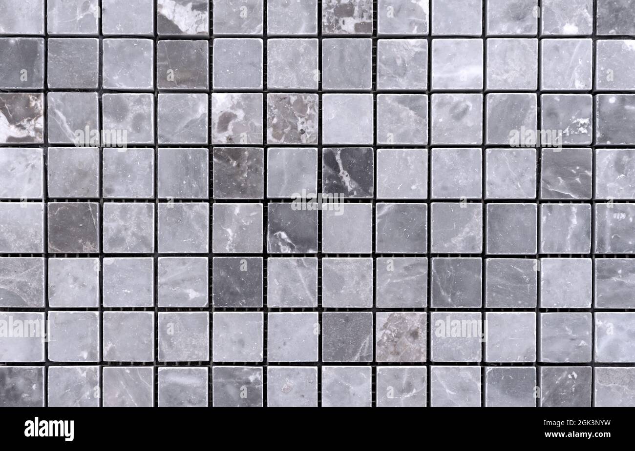 Piastrelle a mosaico in marmo grigio per arredamento cucina e bagno. Foto Stock