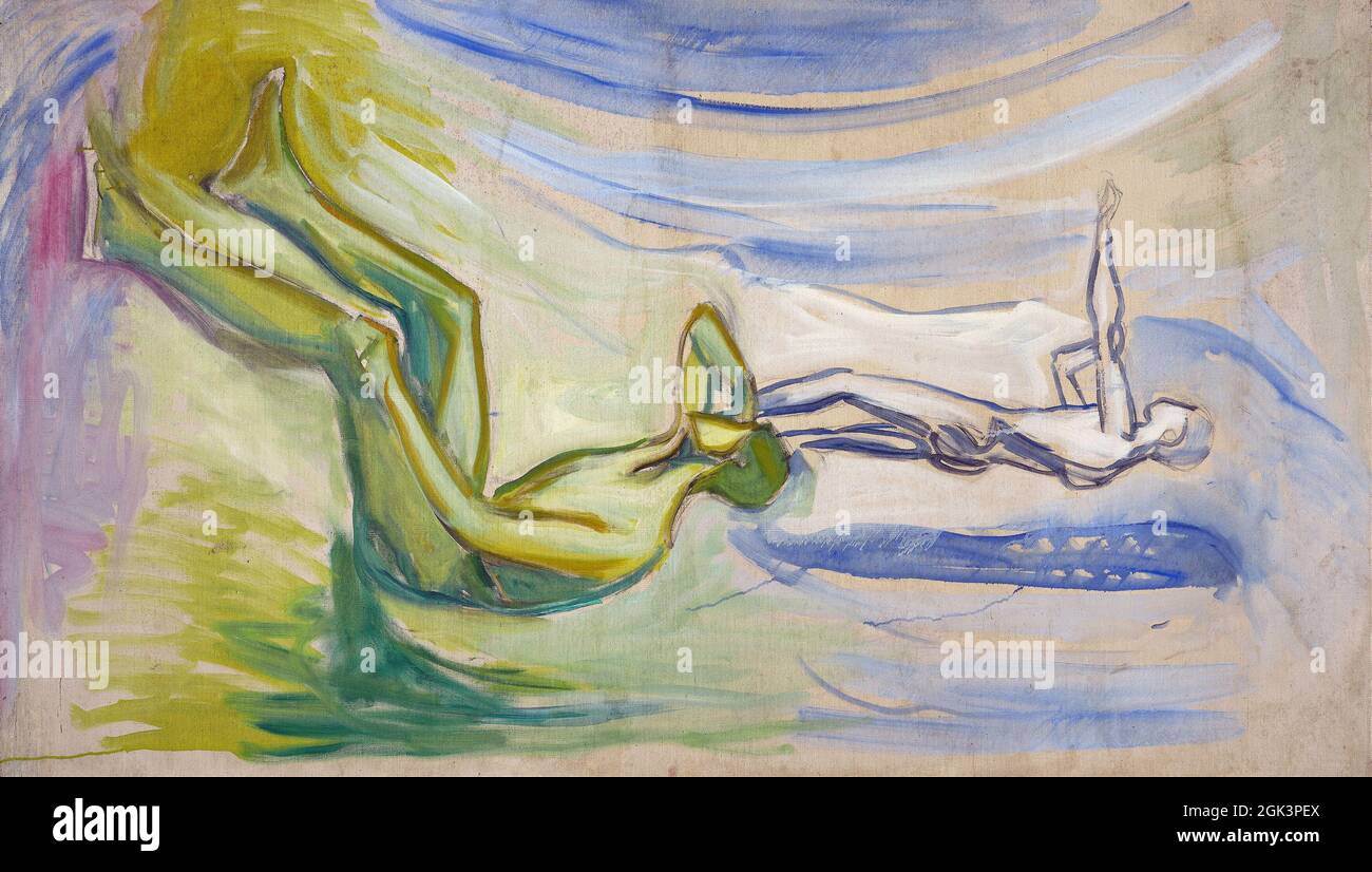 Arte di Edvard Munch – uomini che girano verso il Sole (1911–14) Foto Stock