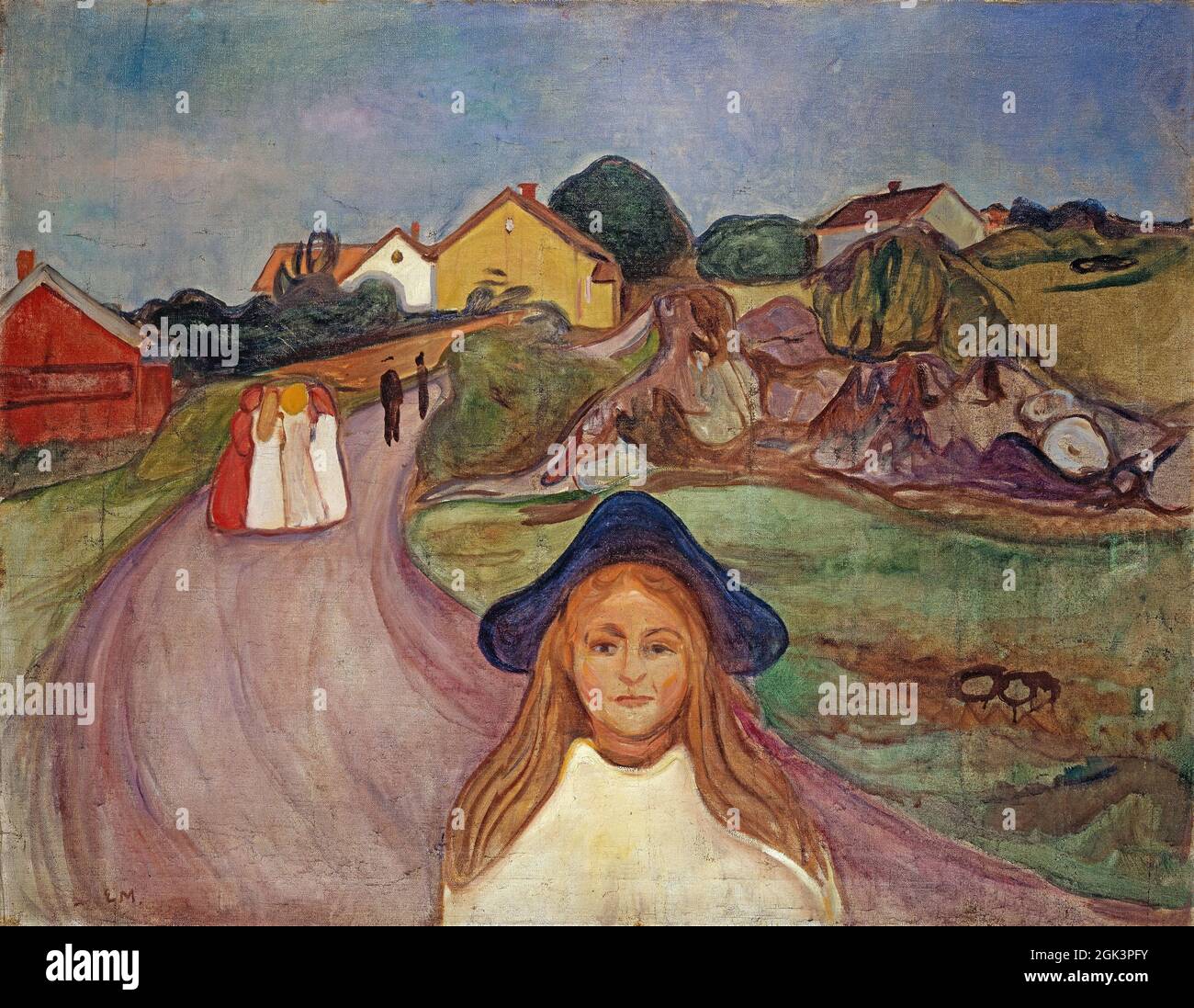 Art di Edvard Munch – Road in Aasgaardstrand (1901) Foto Stock