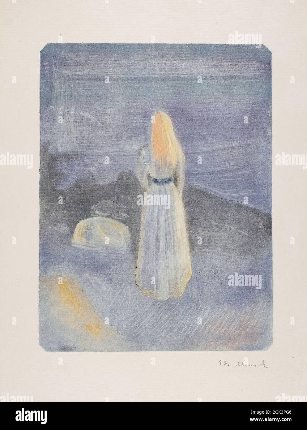 Arte di Edvard Munch – giovane donna sulla spiaggia (1896) Foto Stock