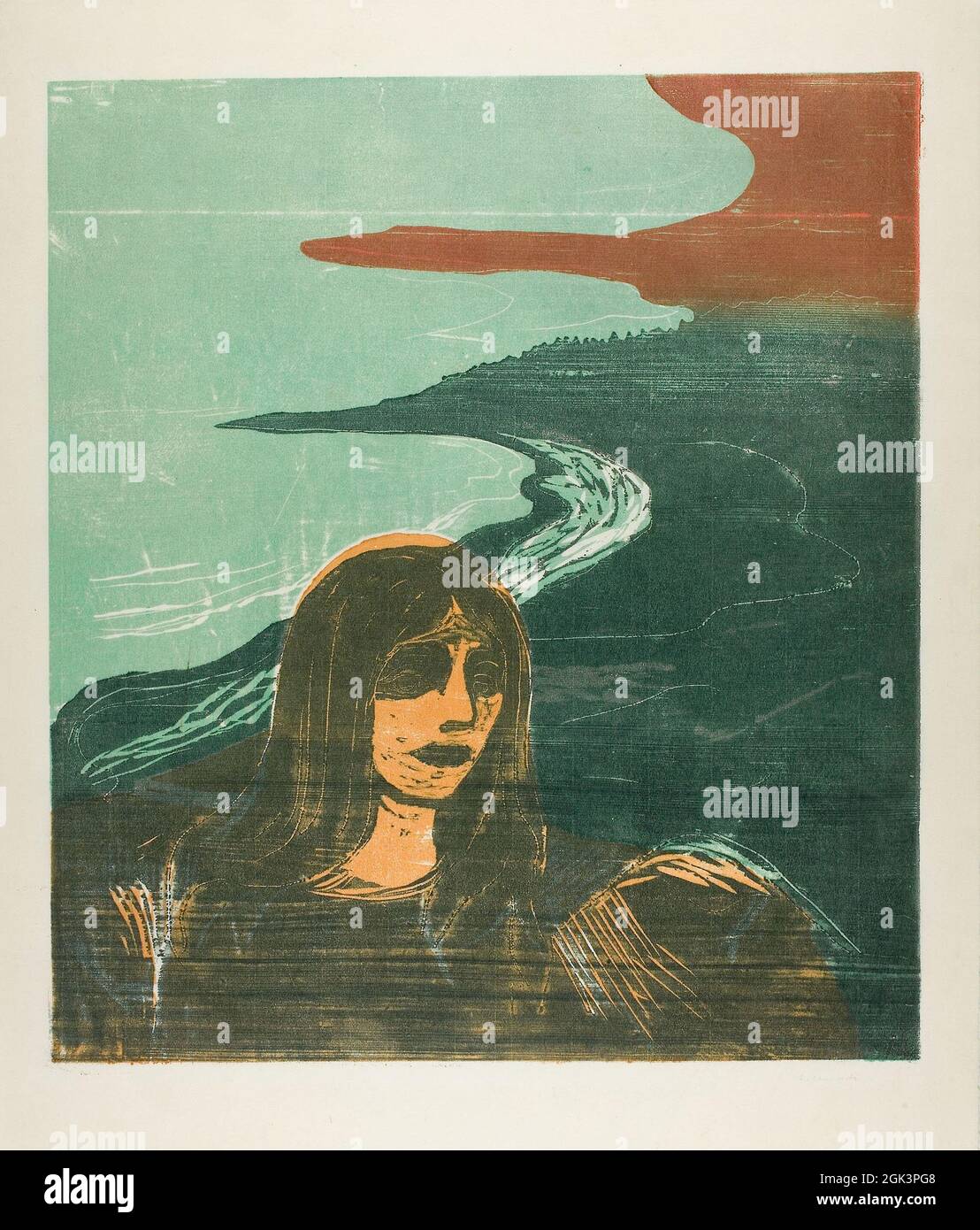 Arte di Edvard Munch – la testa della donna contro la riva (1899) Foto Stock