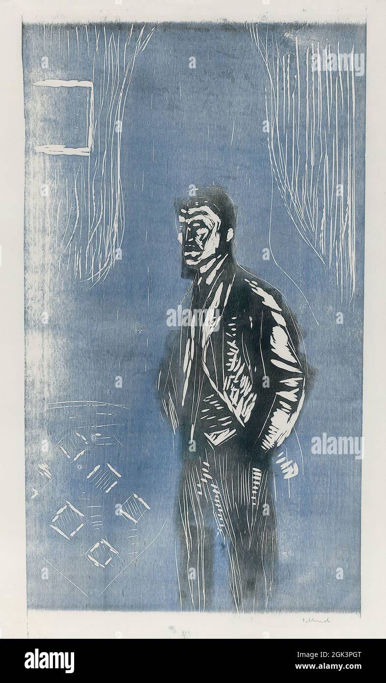 Art di Edvard Munch – autoritratto in luna (1904–1906) Foto Stock