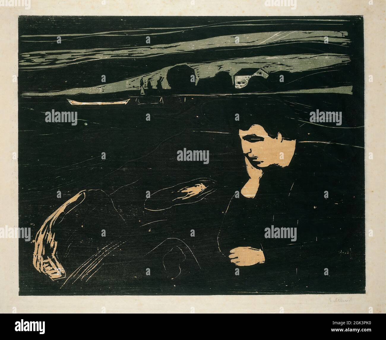 Arte di Edvard Munch – Melancholy III (1915–1917) Foto Stock