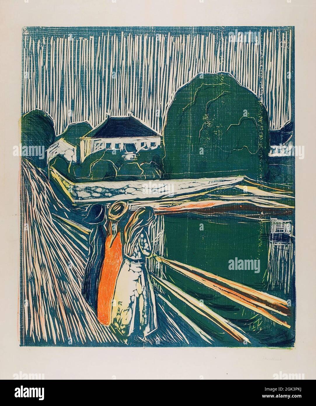 Art di Edvard Munch – The Girls on the Bridge (1918) Foto Stock