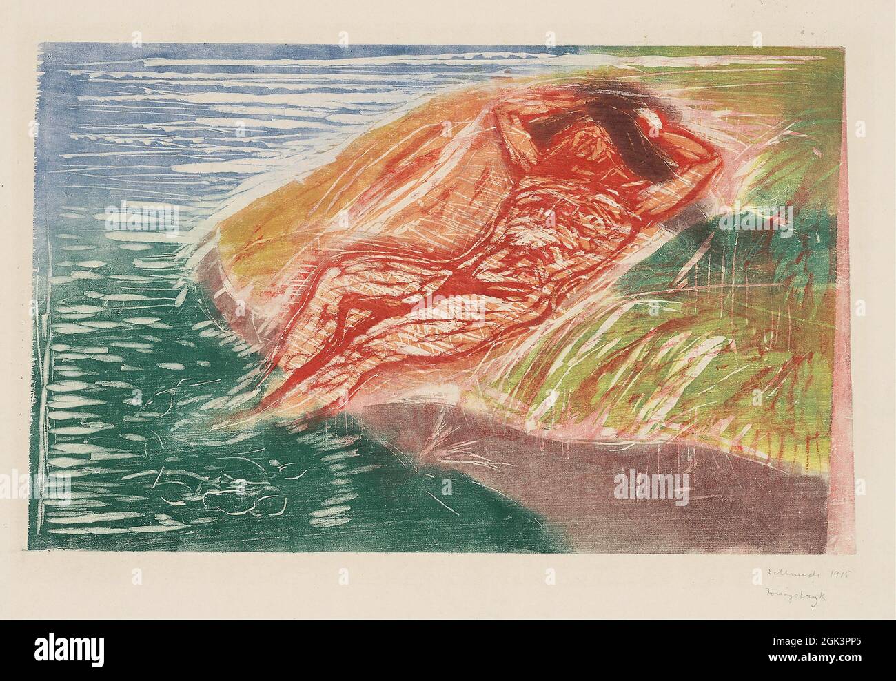 Art by Edvard Munch – Bathuning i (1915) Foto Stock