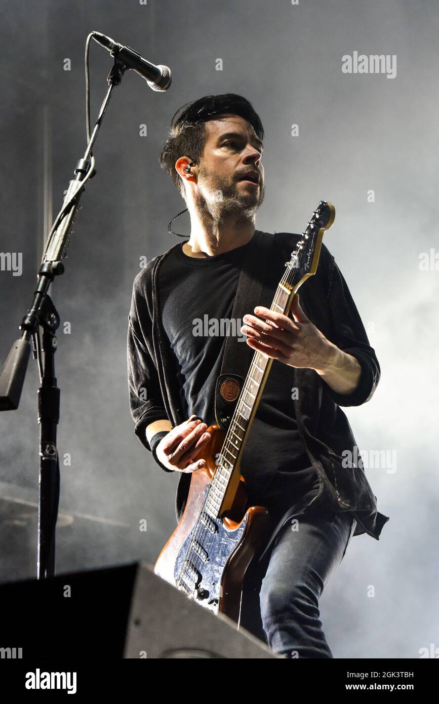 Pete Loeffler di Chevelle che si esibisce al Las RAGEOUS Festival 2019. Credit: Ken Hpward Images/ Alamy Foto Stock