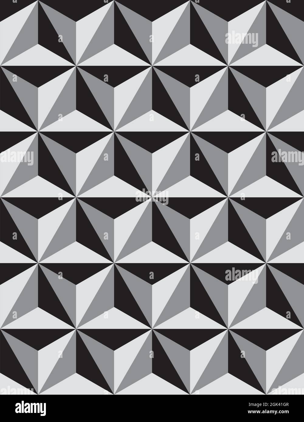 Motivo di piastrelle senza cuciture con piastrelle triangolari grigio nero e grigio chiaro. Illustrazione Vettoriale