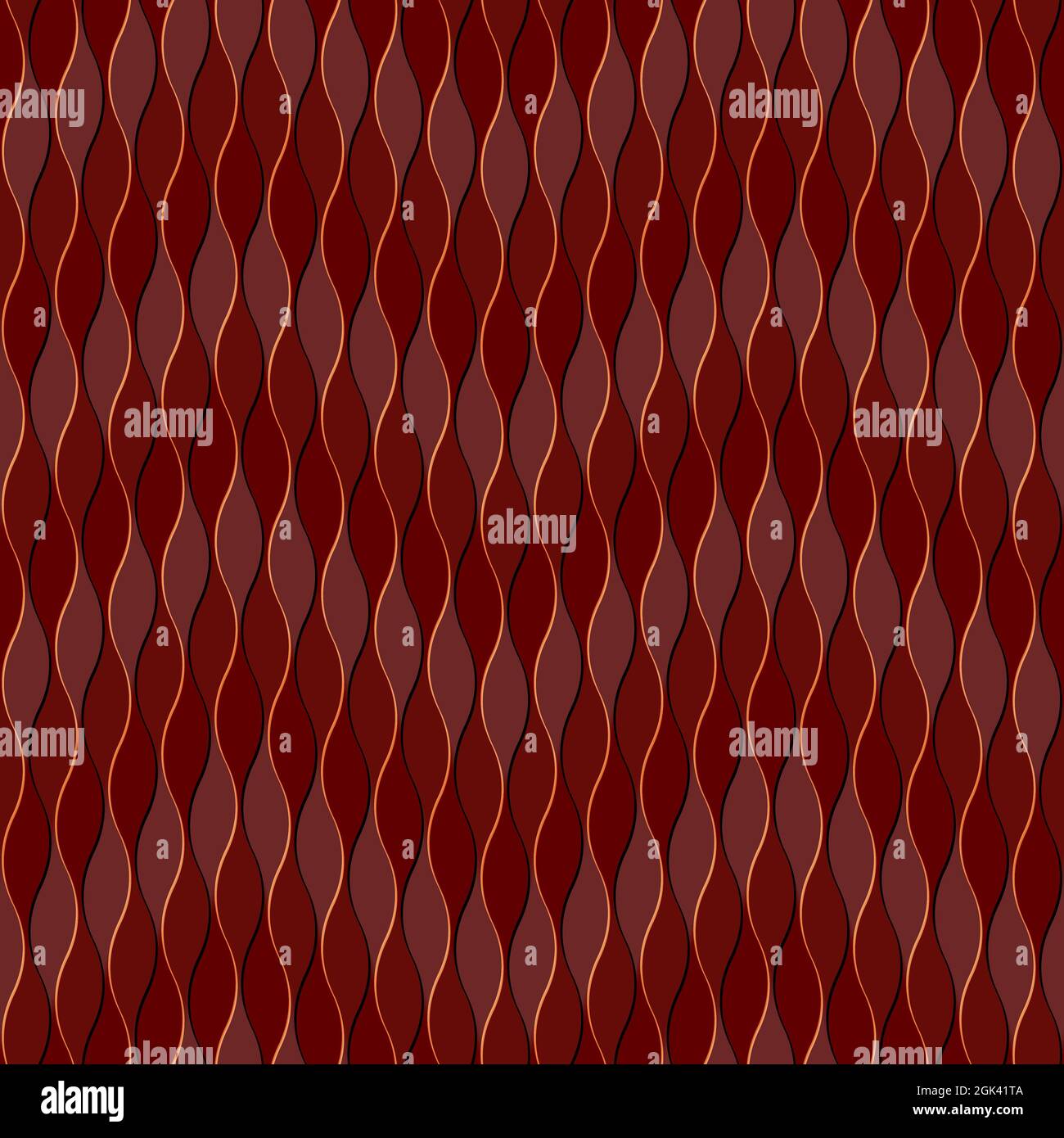 Composizione geometrica delle linee curvilinee verticali in rosso. Ripetizione continua. Foto Stock