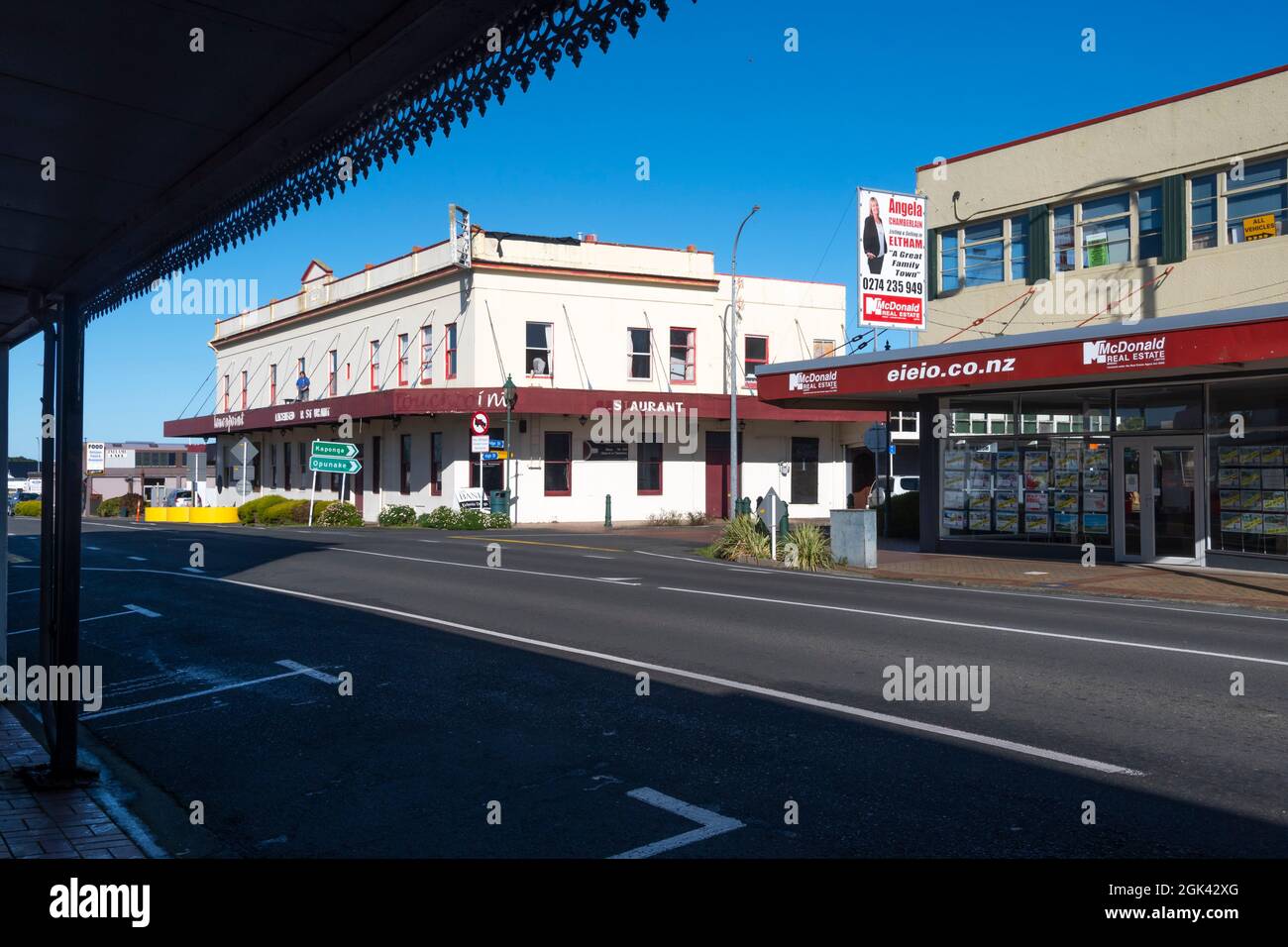 High Street, Eltham, Taranaki, Isola del Nord, Nuova Zelanda Foto Stock