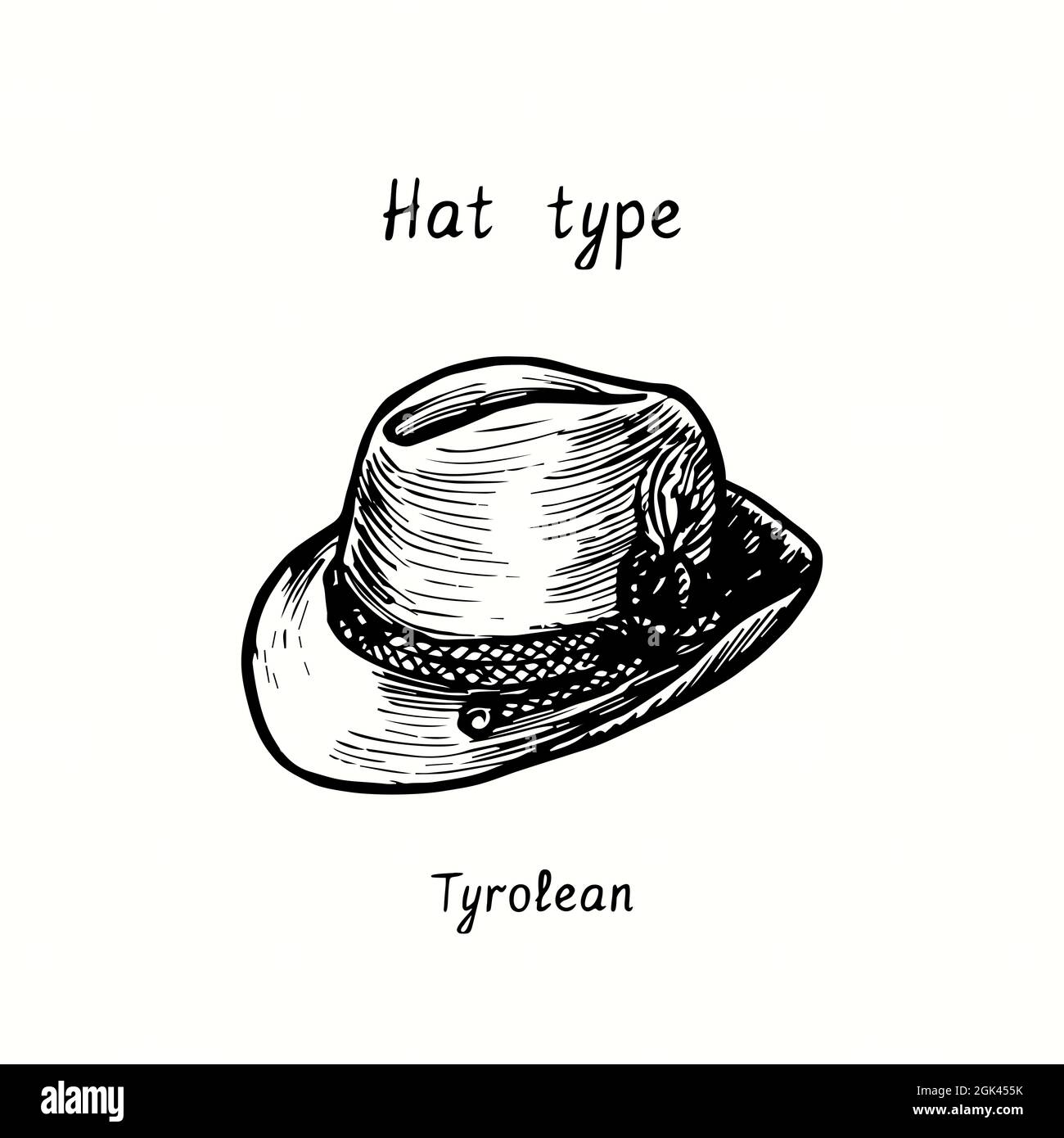 Tipo di cappello, tirolese. Immagine del disegno in bianco e nero con  inchiostro Foto stock - Alamy