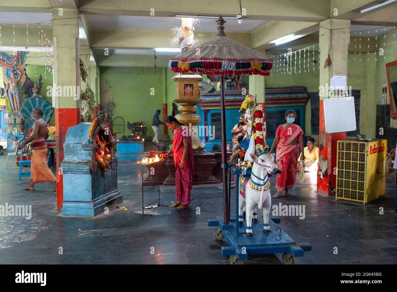 Pondicherry, India - 10 Settembre 2021 - Shri Selva Ganapathi Tempio durante Ganesh Pooja 2021 Foto Stock