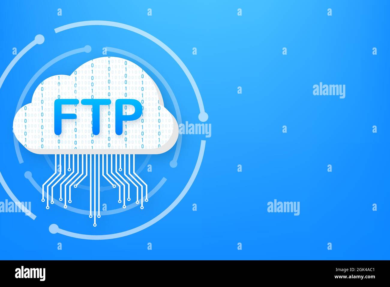 Icona trasferimento file FTP. Icona della tecnologia FTP. Trasferire i dati al server. Illustrazione vettoriale. Illustrazione Vettoriale