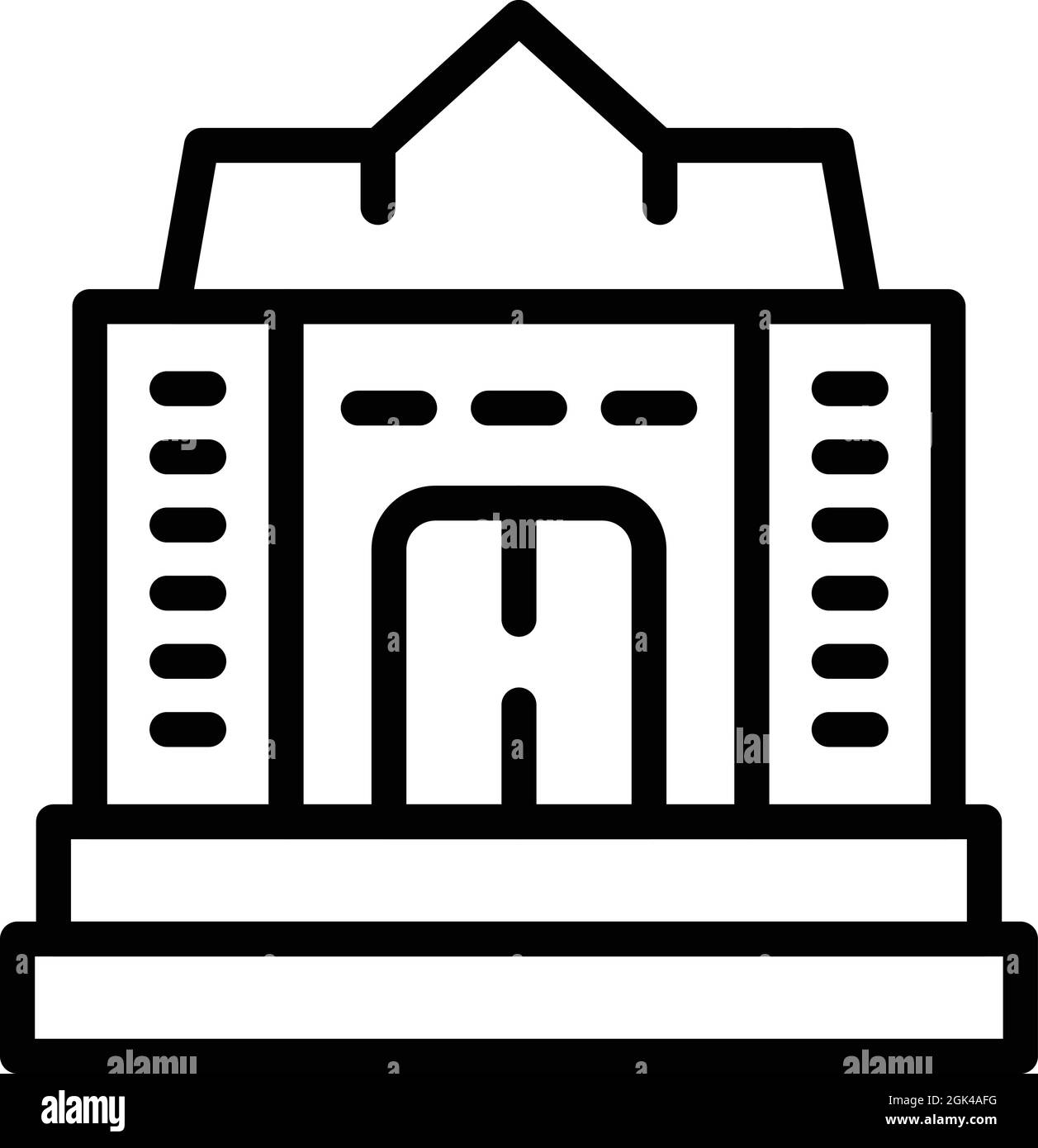 Vettore di contorno dell'icona della scuola digitale. Imparare online. Classe virtuale Illustrazione Vettoriale