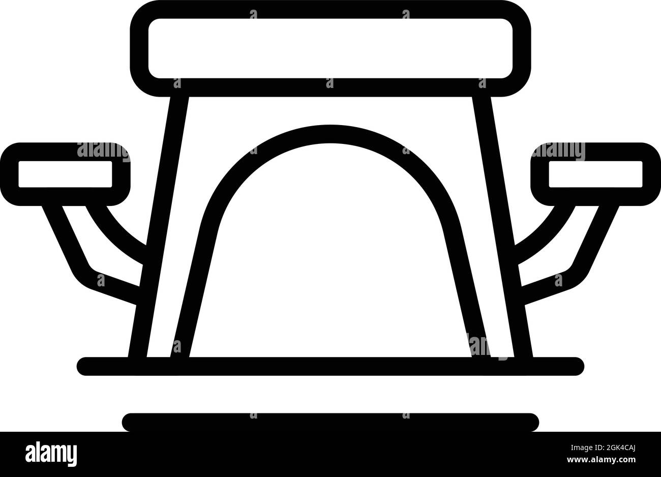 Parco picnic panca icona vettore contorno. Tavolo in legno. Mobili da giardino Illustrazione Vettoriale