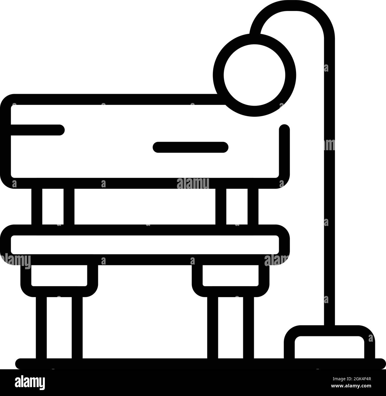 Vettore di contorno dell'icona del sedile di stazionamento. Panca in legno. Sedia da giardino Illustrazione Vettoriale