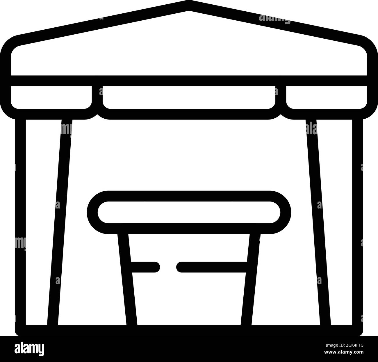 Vettore contorno icona tenda partito. Padiglione con giardino. Tettoia all'aperto Illustrazione Vettoriale