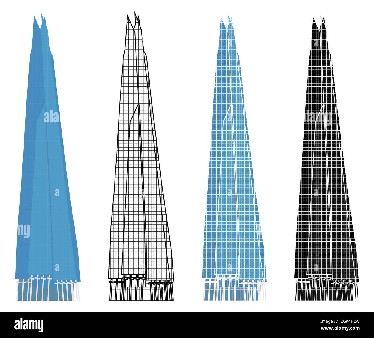 Famoso Skycraper a Londra, Regno Unito Illustrazione Vettoriale