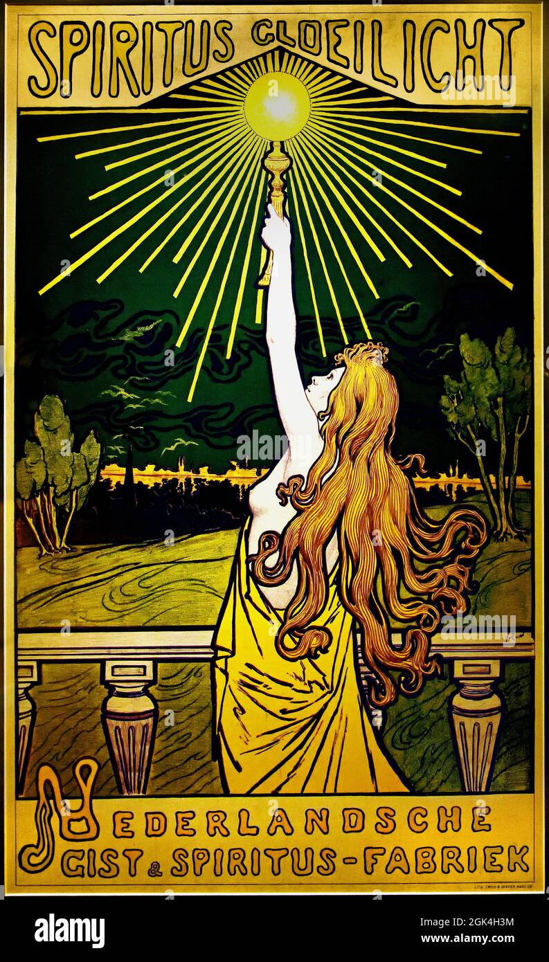 Poster Spiritus incandescente Light, Nederlandsche Gist e Spiritusfabriek 1898 The, Paesi Bassi, olandese, Foto Stock