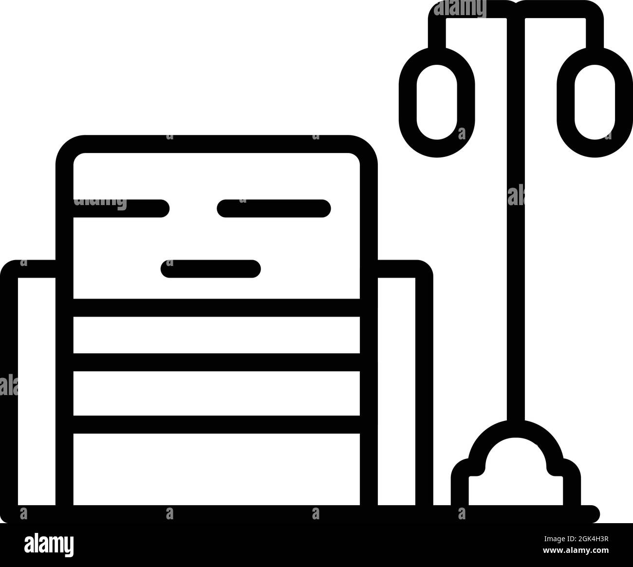 Vettore contorno icona del banco di stazionamento. Sedia in legno. Posto a sedere all'aperto Illustrazione Vettoriale