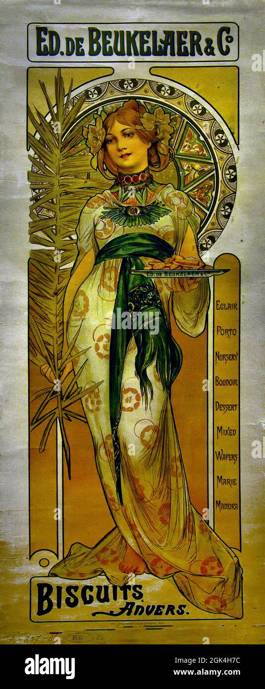 Affiche ed de Beukelaer & Co biscotti Anvers, 1899 Alfons Mucha (1860–1939) Moravia Repubblica Ceca Foto Stock