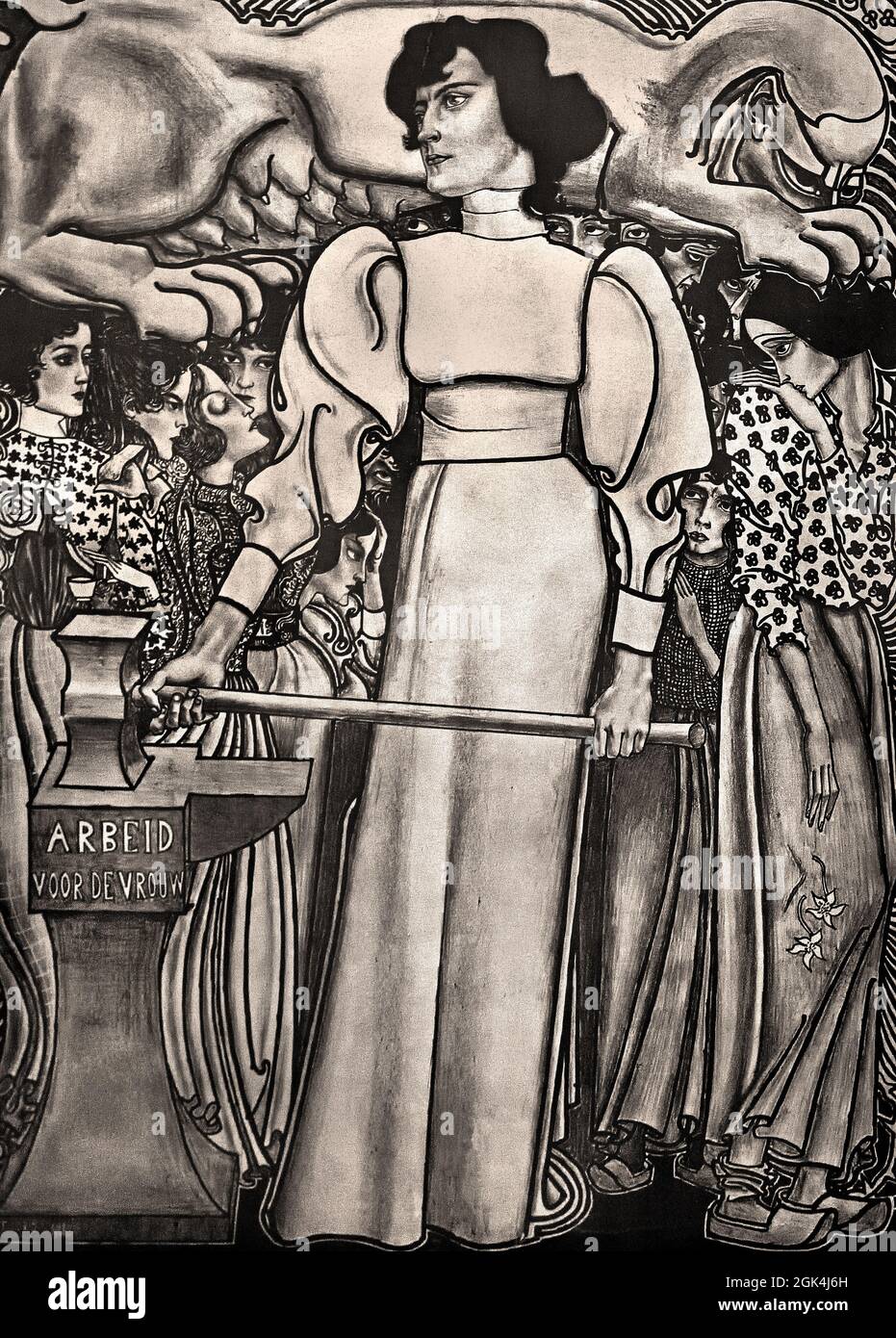 Arbeid voor de vrouw 1898 - lavoro per le donne 1898 (Mostra nazionale del lavoro delle donne) Johannes Theodorus Toorop - Jan Toorop1858 – 1928) olandese, Paesi Bassi, Foto Stock