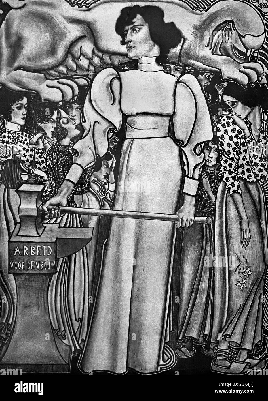 Arbeid voor de vrouw 1898 - lavoro per le donne 1898 (Mostra nazionale del lavoro delle donne) Johannes Theodorus Toorop - Jan Toorop1858 – 1928) olandese, Paesi Bassi, Foto Stock