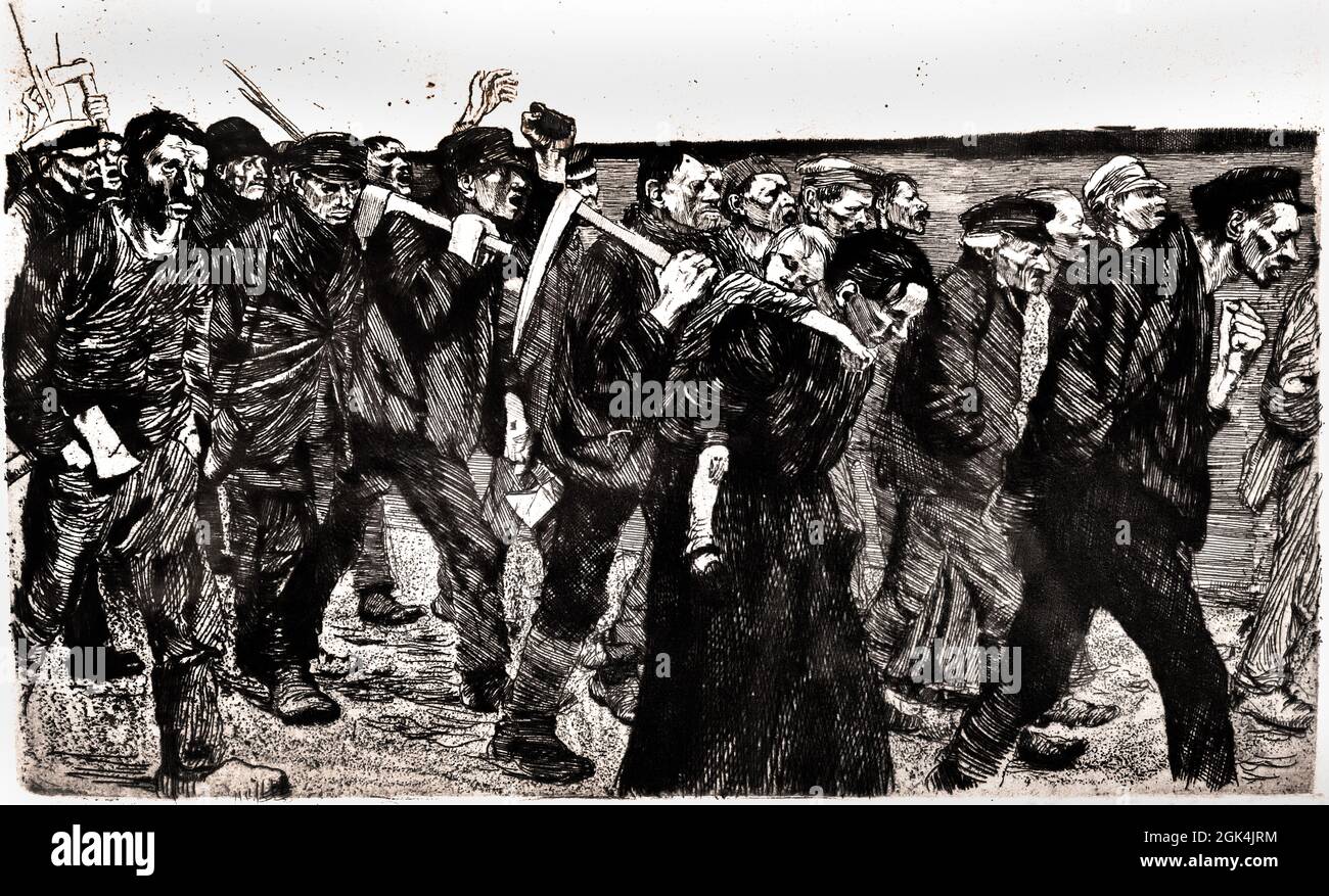 Ein Weberaufstand, Weberzug - una rivolta dei tessitori, processione dei tessitori 1897 di Käthe Kollwitz, tedesco, 1867–1945, Germania, incisione Foto Stock
