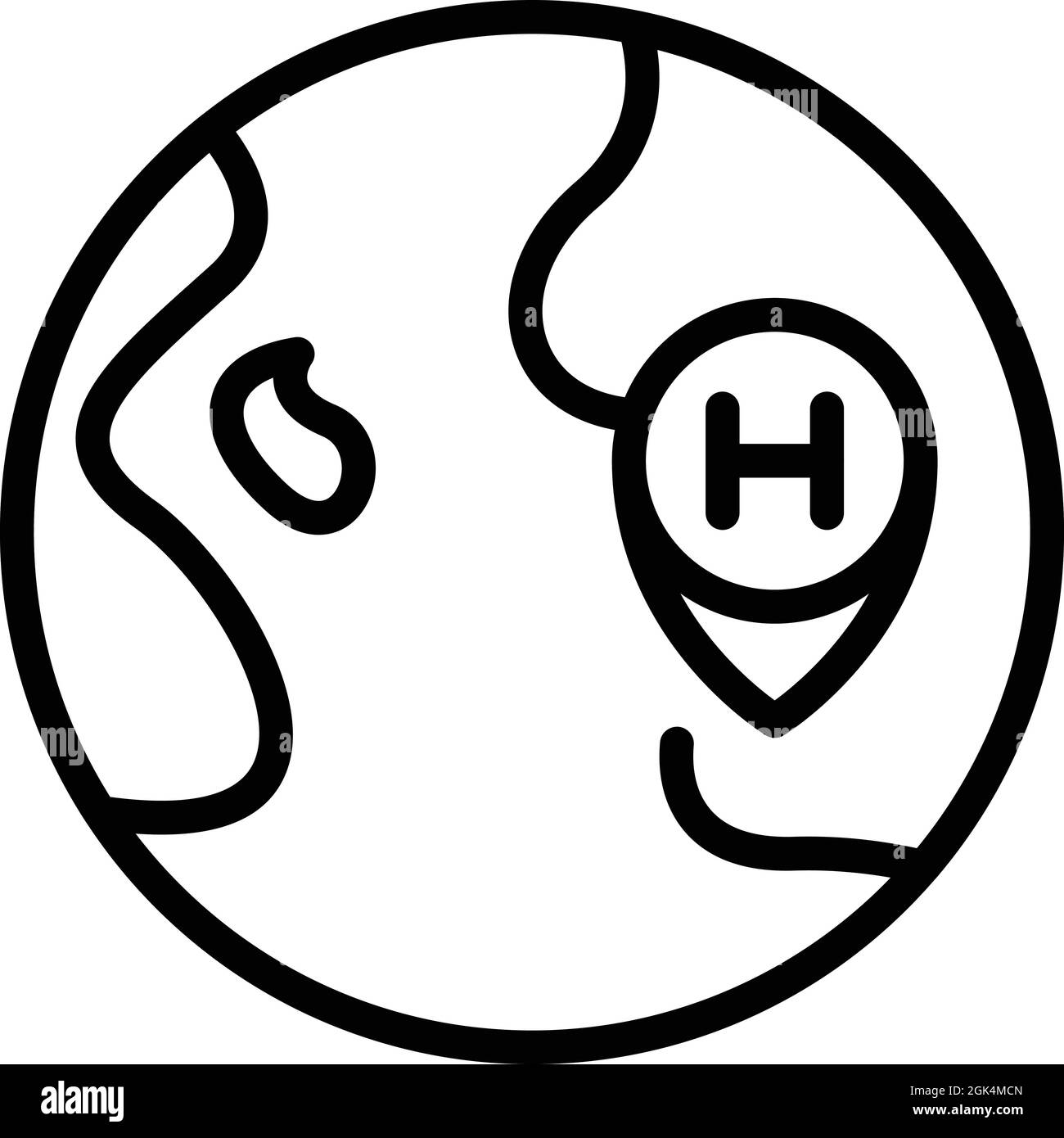 Vettore di contorno dell'icona del viaggio mondiale. Mappa della terra. Avventura globale Illustrazione Vettoriale