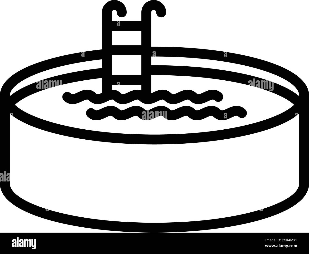 Vettore contorno icona tondo pool. Palla da nuoto. Materasso gonfiabile Illustrazione Vettoriale