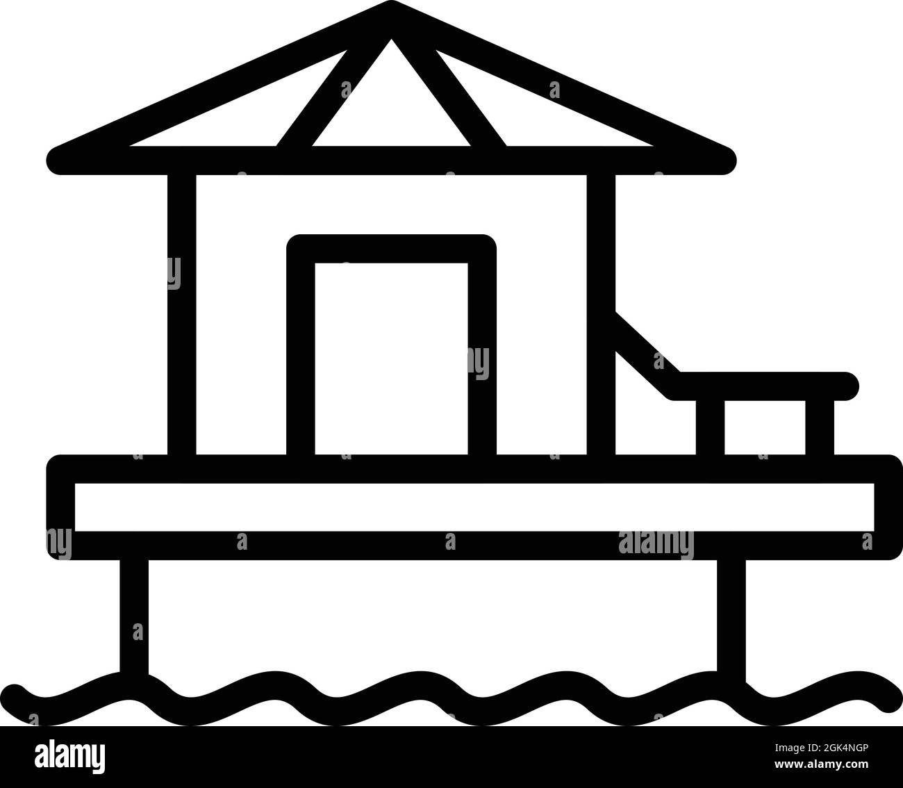 Sea house icona contorno vettore. Villa. Island Hotel Illustrazione Vettoriale