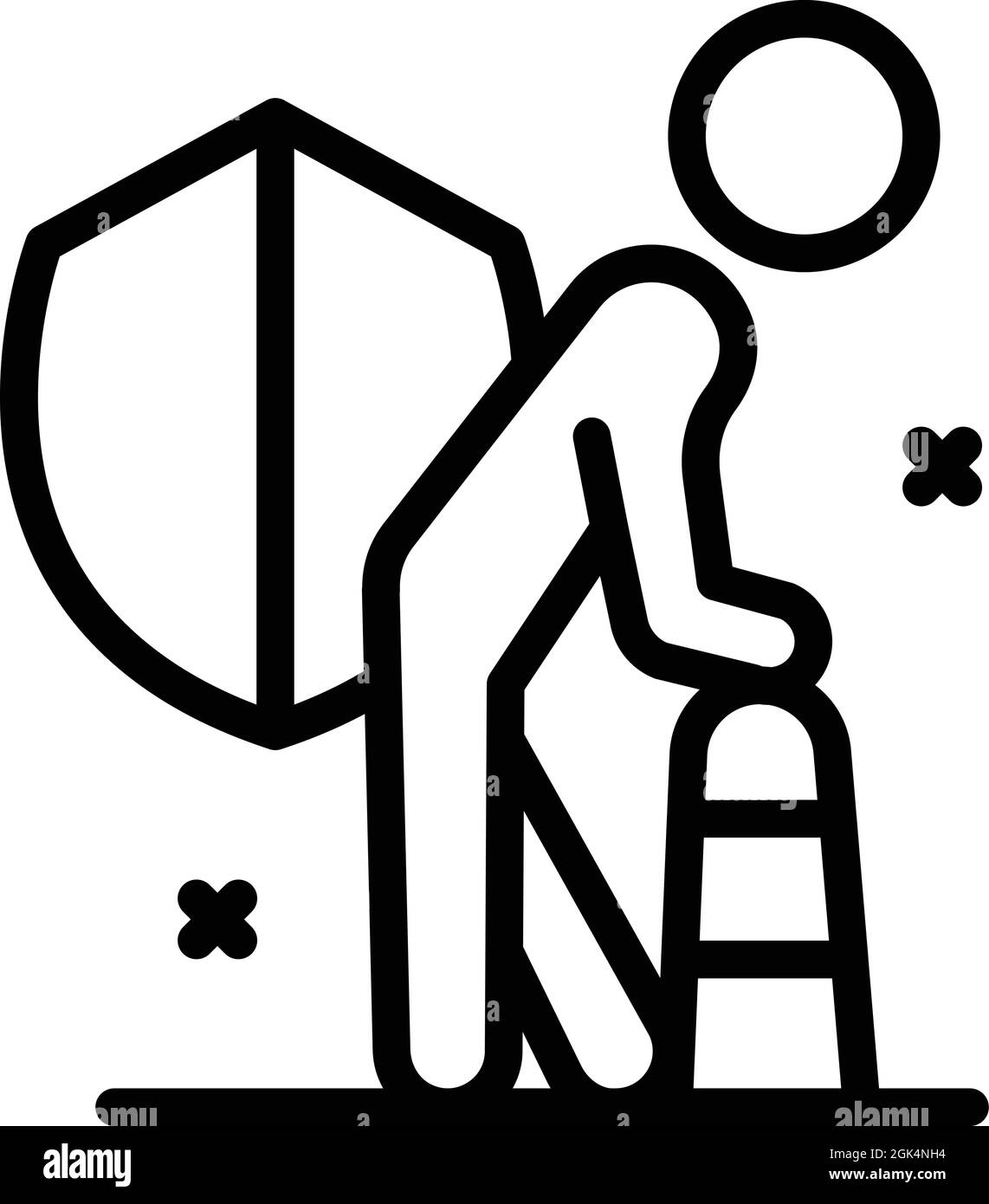 Vettore di contorno icona ritiro sicuro. Soldi salute. Sicurezza domestica Illustrazione Vettoriale