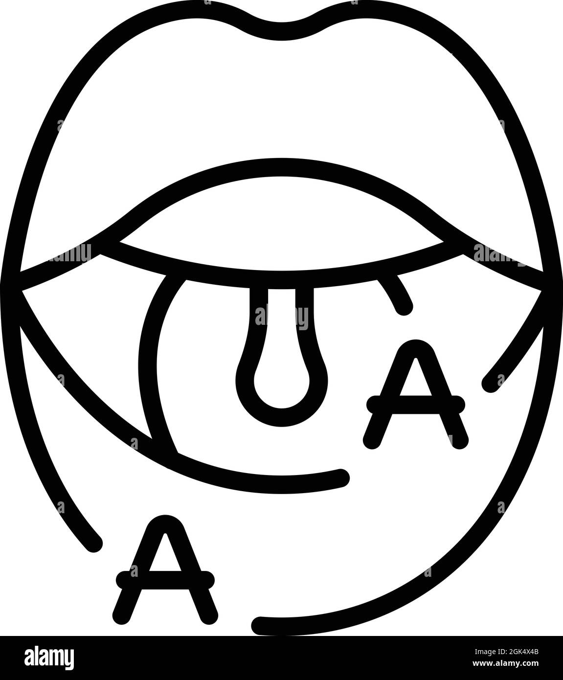 Vettore contorno icona animazione lettera. Espressione della bocca. Sincronizzazione labbro Illustrazione Vettoriale