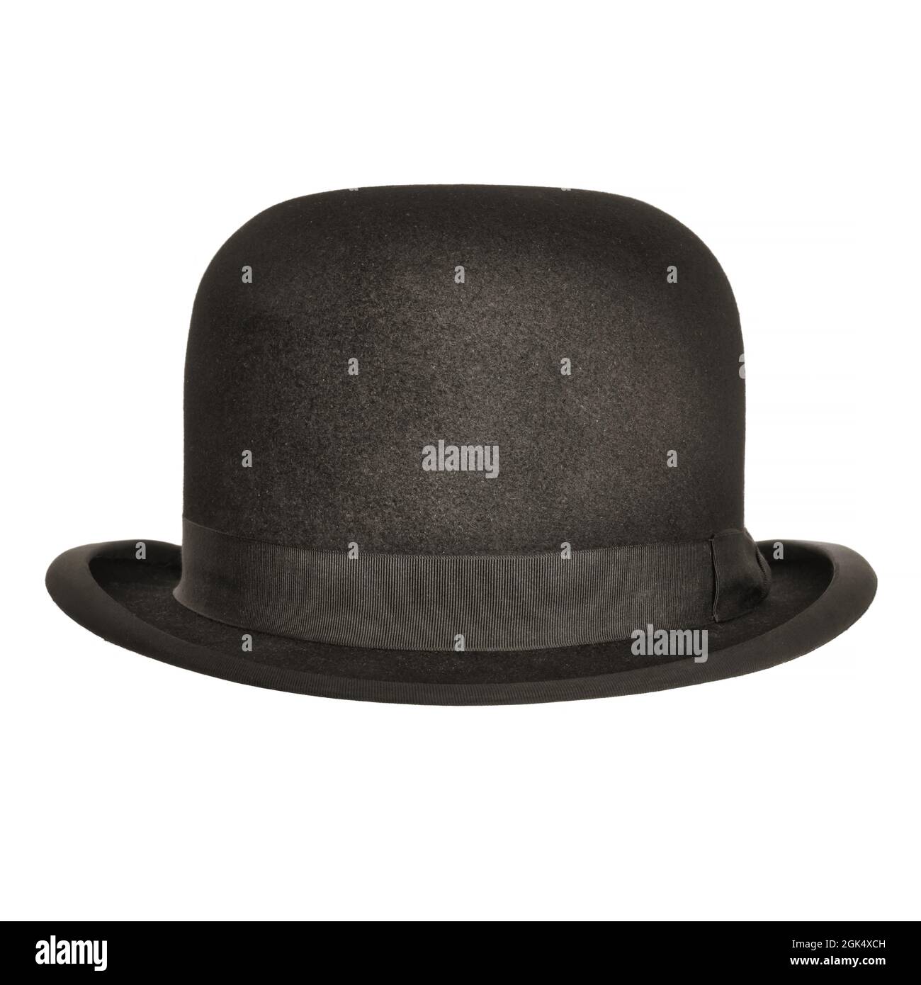 Cappello nero vintage bowler isolato su sfondo bianco Foto Stock