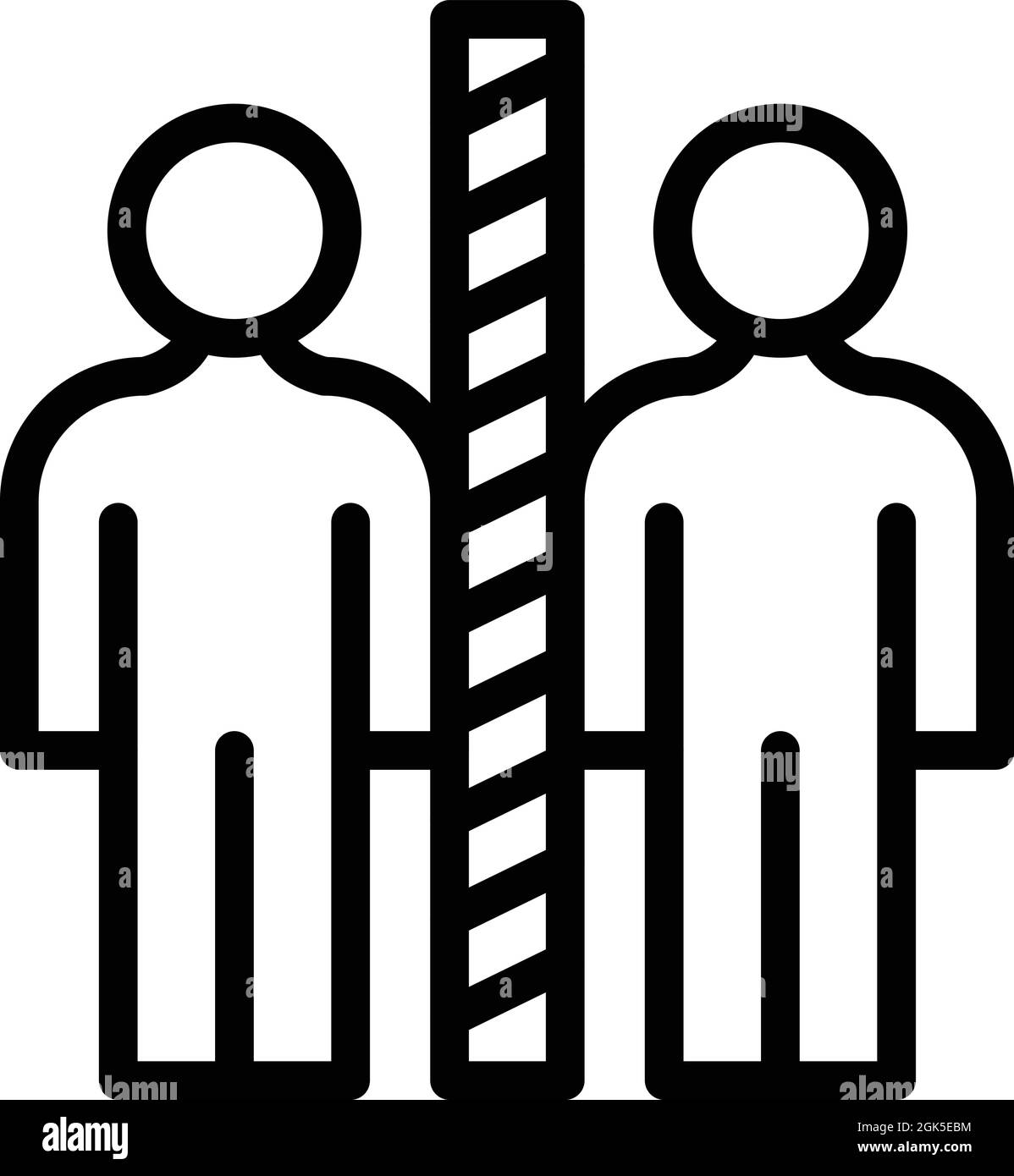 Mantieni vettore contorno icona distanza persone. Sicurezza sociale. Prevenzione del coronavirus Illustrazione Vettoriale