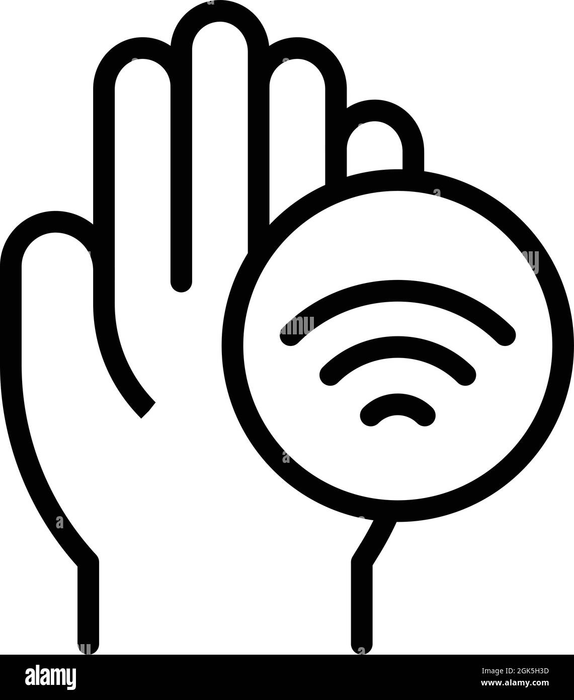 Vettore di contorno dell'icona di autenticazione Palm. Riconoscimento biometrico. Verifica della stampa manuale Illustrazione Vettoriale