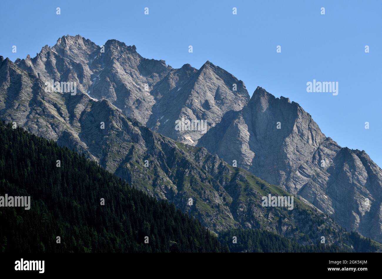 La cima di Wildgall, alta 3273 metri, nella Vedrette di Ries alla prima luce del mattino Foto Stock