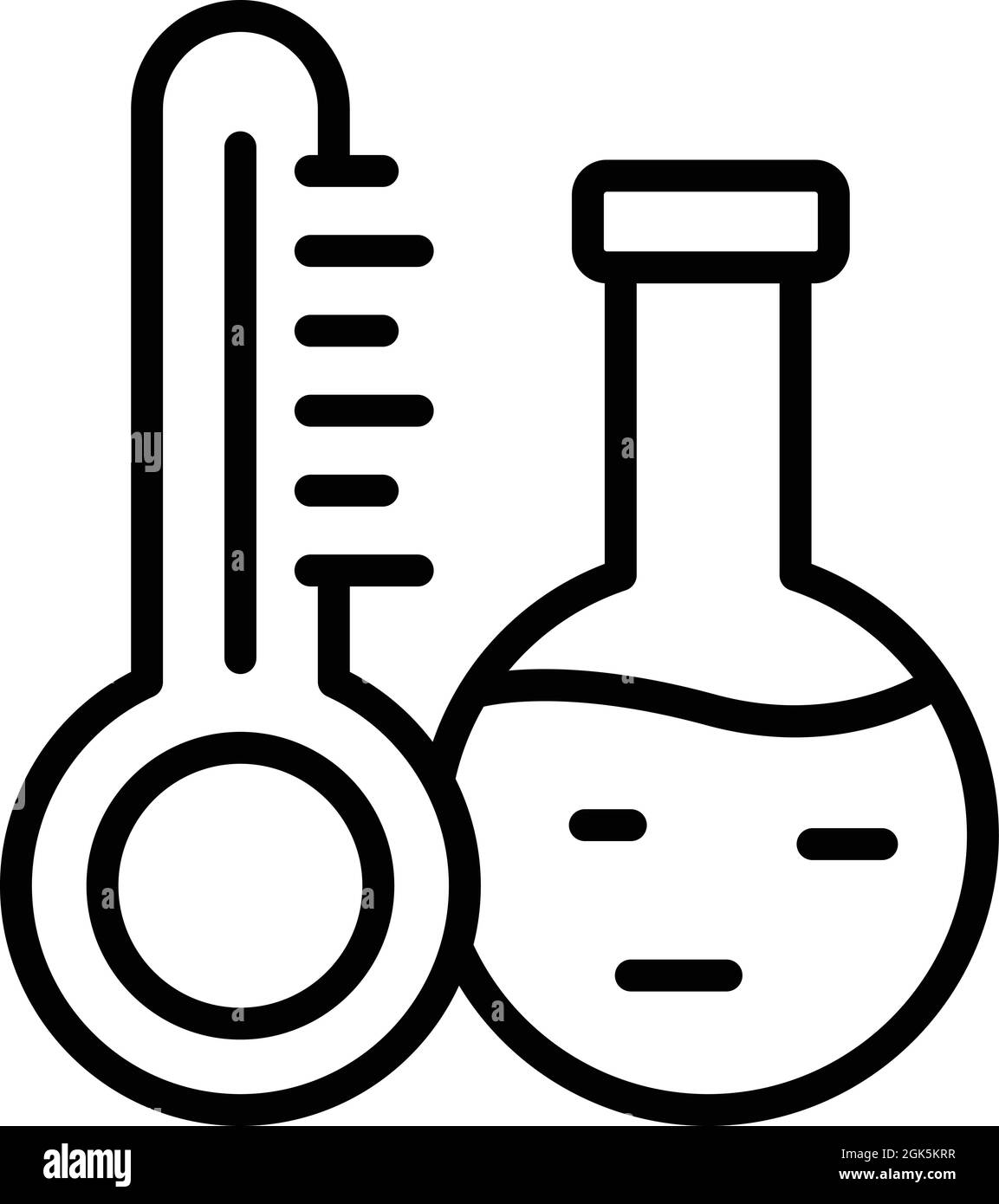 Vettore di contorno icone per matracci da laboratorio di analisi. Provetta per chimica. Ricerca di laboratorio Illustrazione Vettoriale