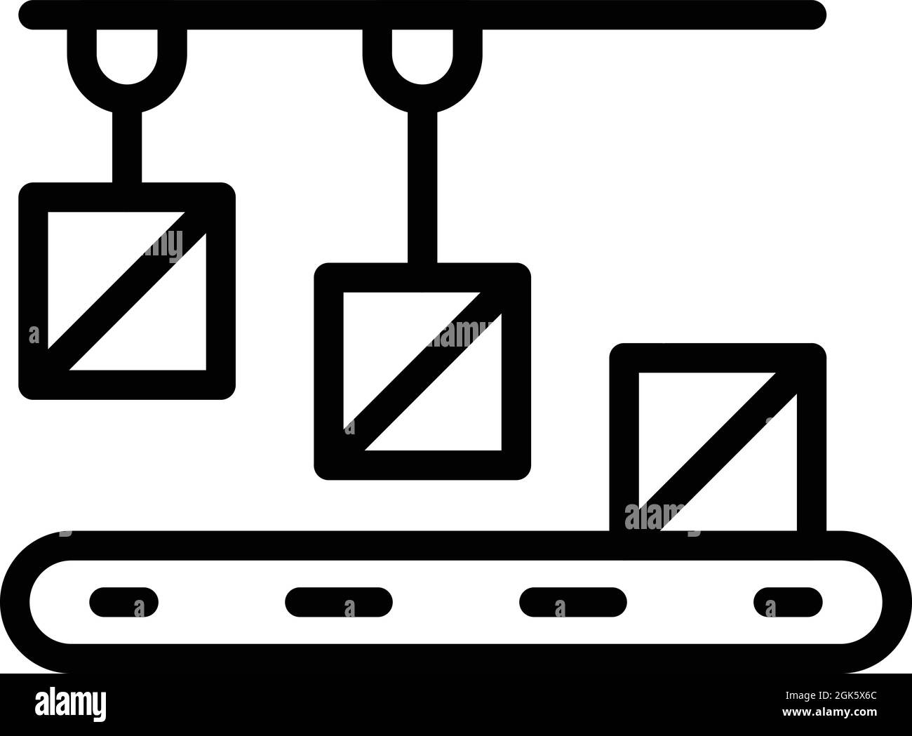 Vettore contorno icona prodotti di output. Processo di fabbrica. Produzione manuale Illustrazione Vettoriale