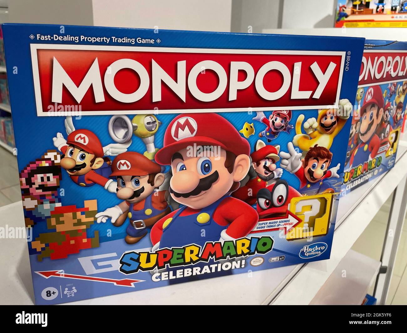 Super Mario Monopoli scatole a tema, Stati Uniti Foto Stock