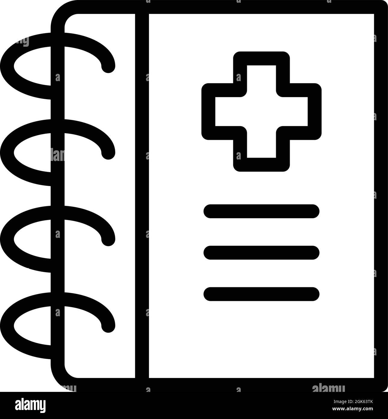 Vettore di contorno icona del notebook medico. Documento medico. Dati ospedalieri Illustrazione Vettoriale